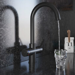 Quanta 4-in-1 Swan Neck Instant Hot Water Tap Matt Black