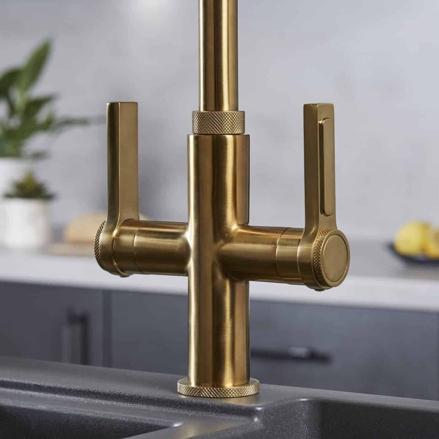 Aureum 3-in-1 D Shape Boiling Water Tap - Brushed Brass - Image 2