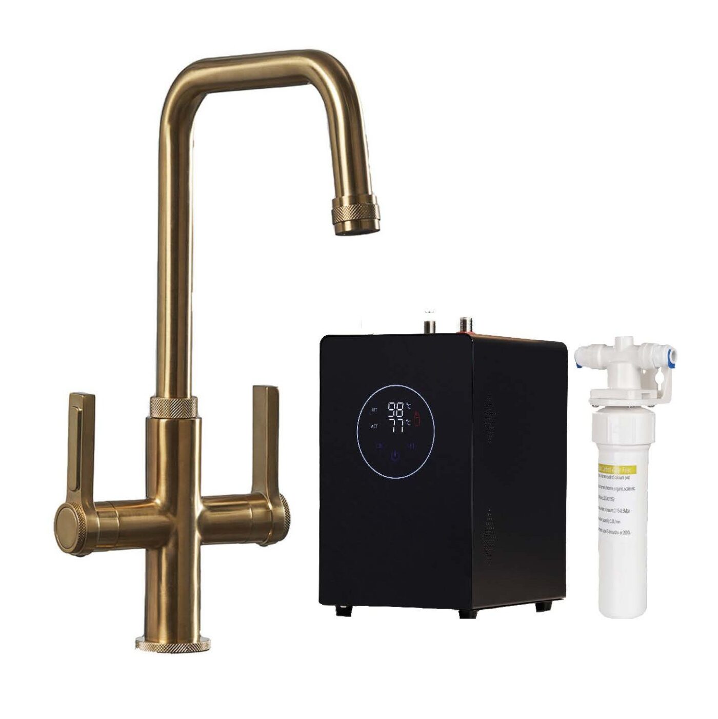 Aureum 3-in-1 D Shape Boiling Water Tap - Brushed Brass - Image 7