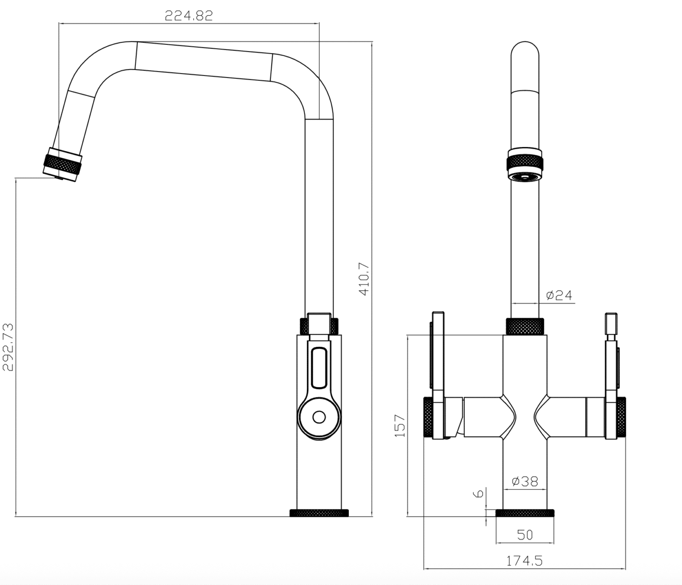 Aureum 3-in-1 D Shape Boiling Water Tap - Matt Black - Image 9