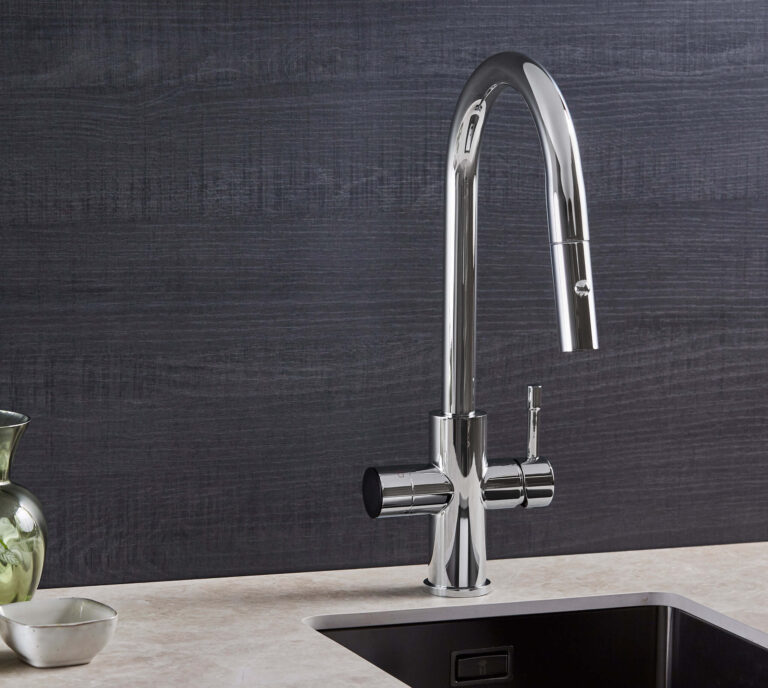 A chrome sparkling tap in a modern kitchen